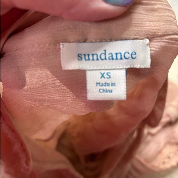 Sundance Fairy Viscose Buttons Crinkle Neck Tie Blouse Top Blush Pink Size XS - Picture 7 of 7